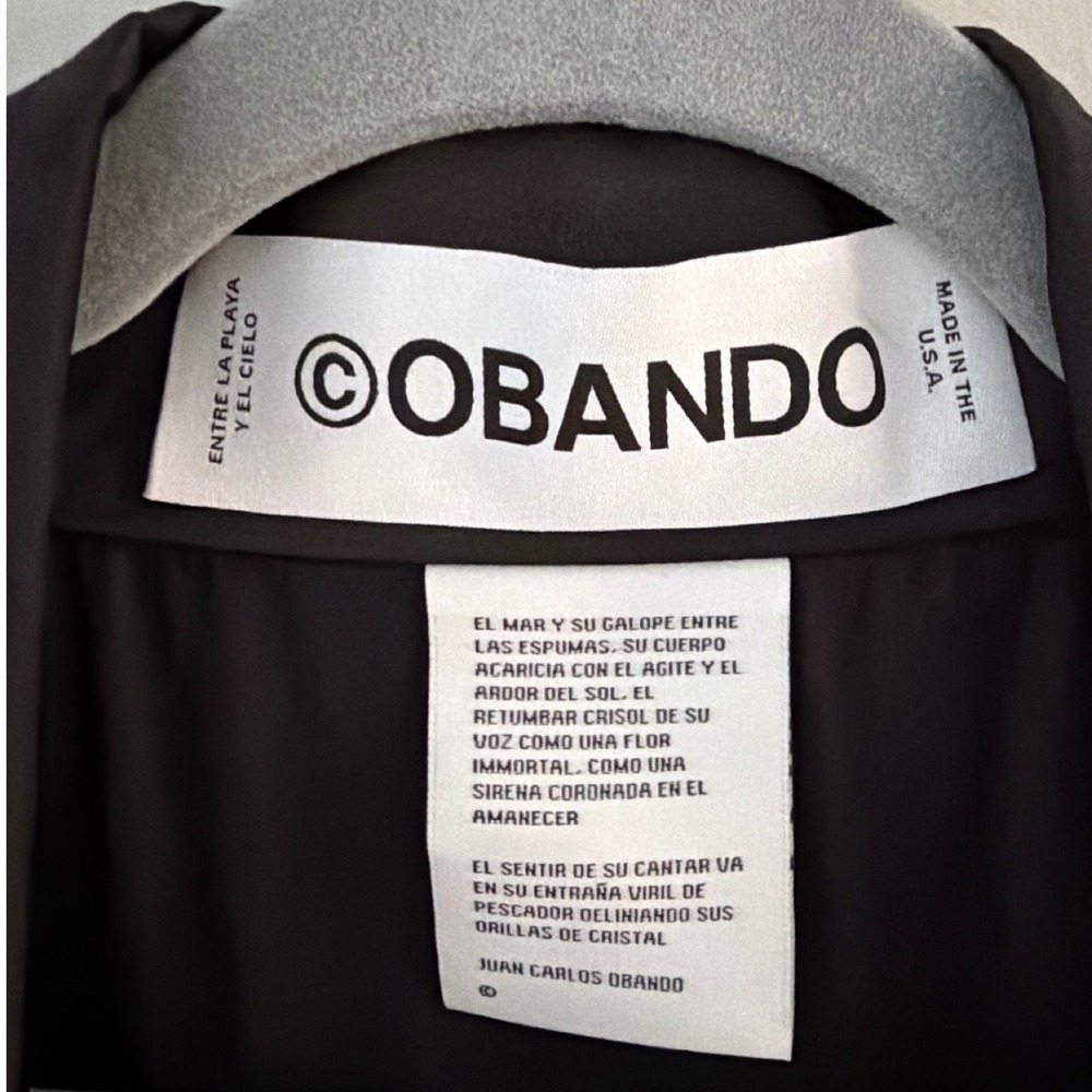Juan Carlos Obando Womens Streamer Trench Coat Black Viscose Duster Bow Cuff NEW - Picture 5 of 10